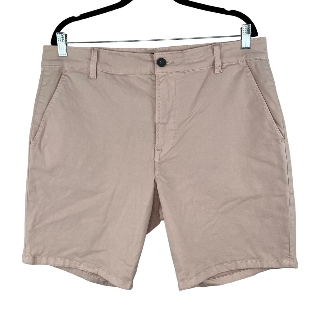 Hudson Men's Pink Slim Straight Chino Shorts 42 NWT Twill Summer Golf Preppy 8" - Picture 2 of 15
